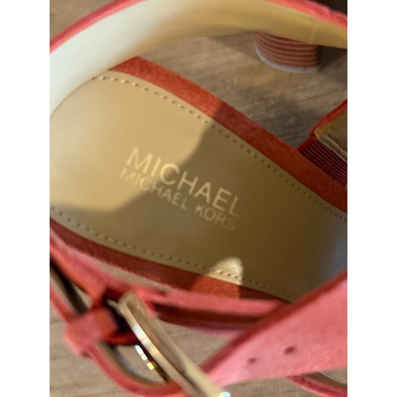 Michael Kors Coral Suede Platform Block Heel Sandals Women's Size 6M - Picture 2 of 7
